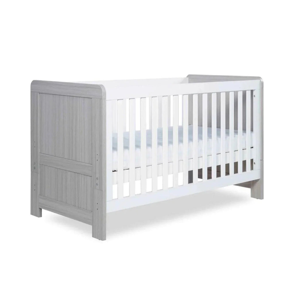 Ickle Bubba Pembrey Cot Bed Ash Grey - Fibre Mattress