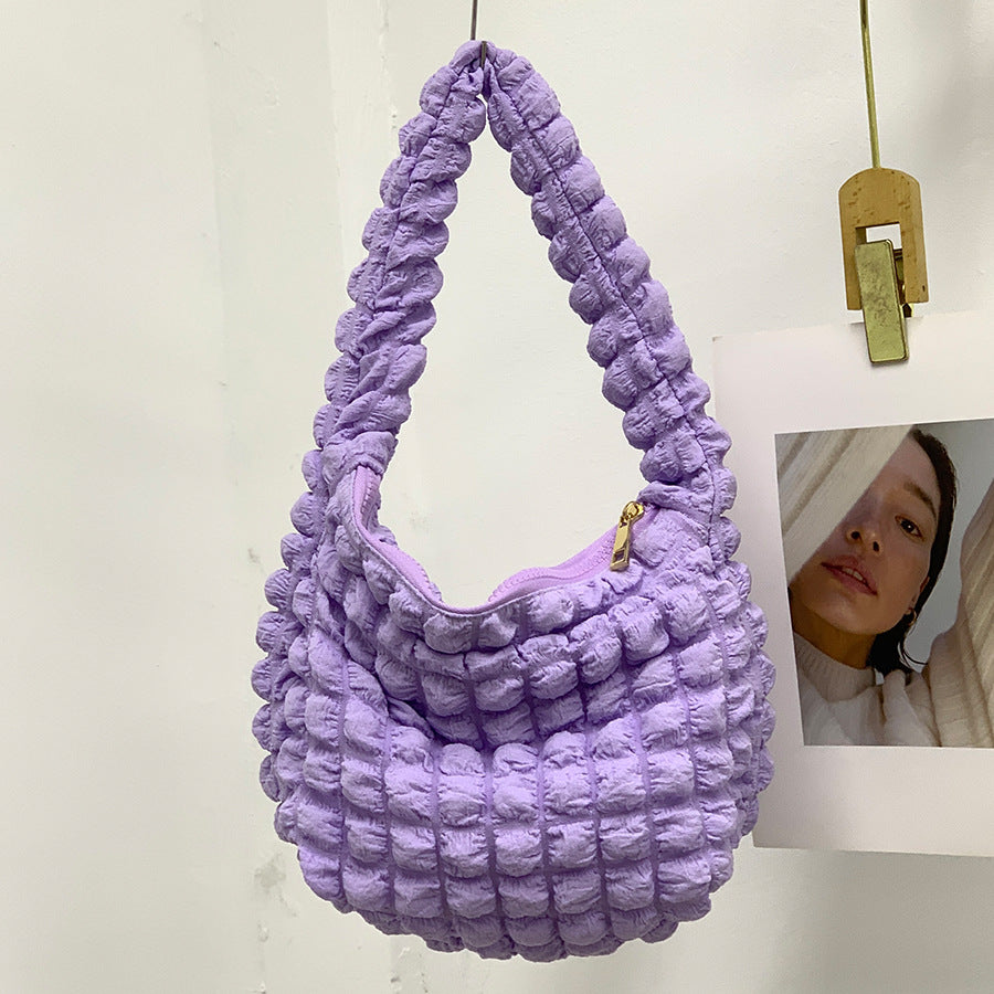 Women's Fashion Casual Solid Color Pleated Clouds Underarm Bag