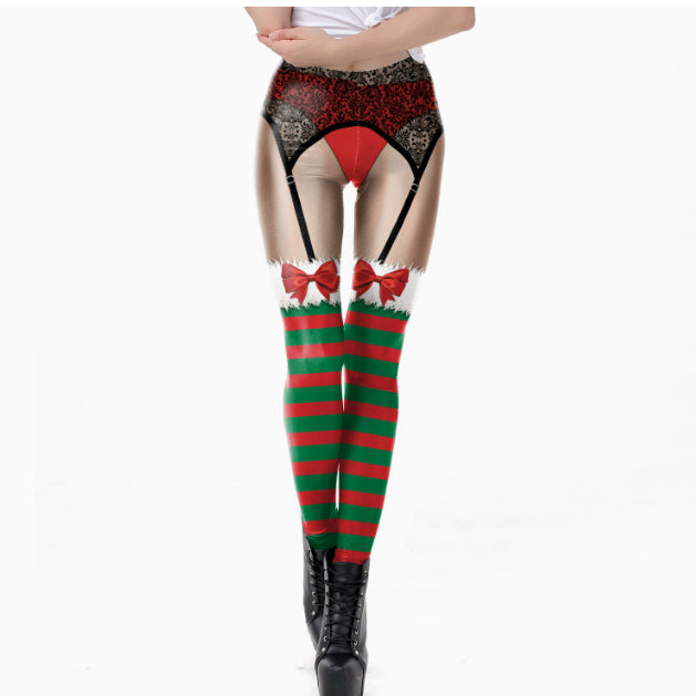 Sexy Slim-fit Straight-leg Tight Leggings For Women Featuring 3D Printed Character Designs