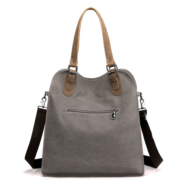 Women's Fashion Retro Patchwork Large Capacity Canvas Bag