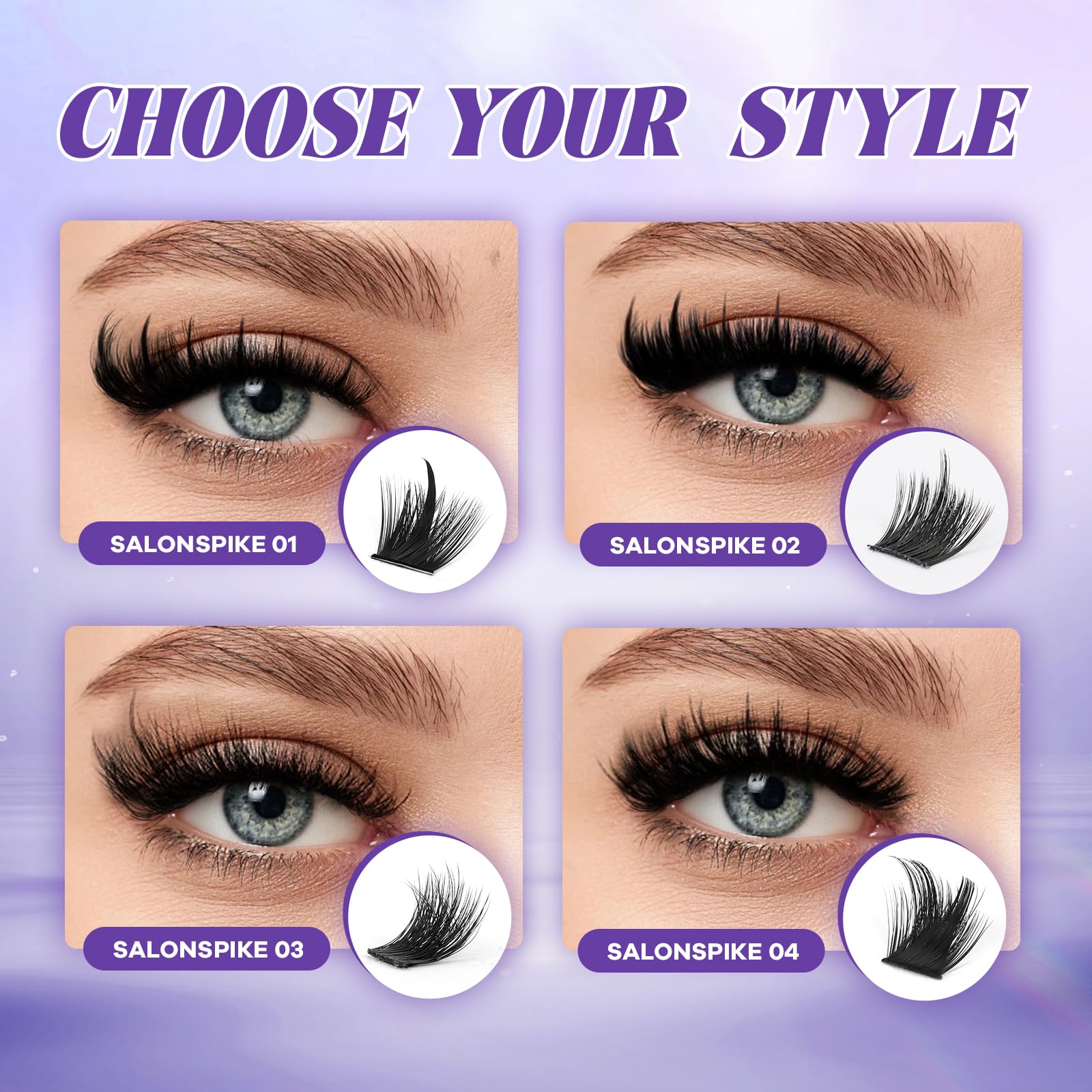 B&Qaugen Manga Lash Clusters Kit SalonSpike 03 – DIY Lash Extensions, 144pcs (10–18mm)