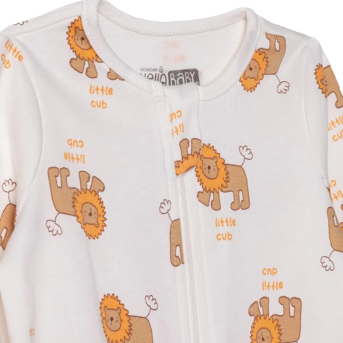 HelloBaby Lion Print Crew Neck Long Sleeve Baby Sleepsuit with Feet (Newborn to 6-9 Months)