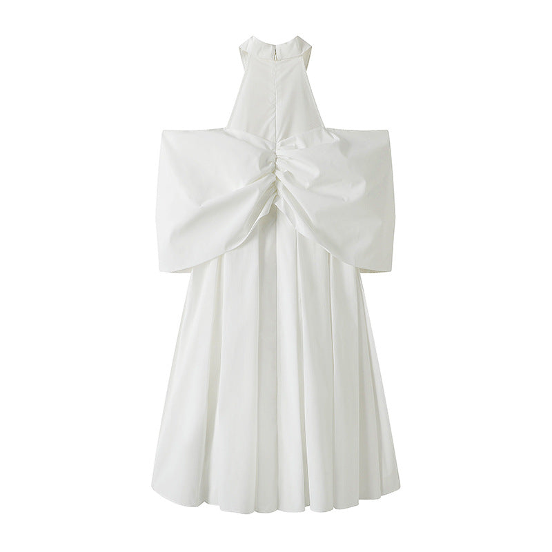 Summer Sleeveless White Halter Dress