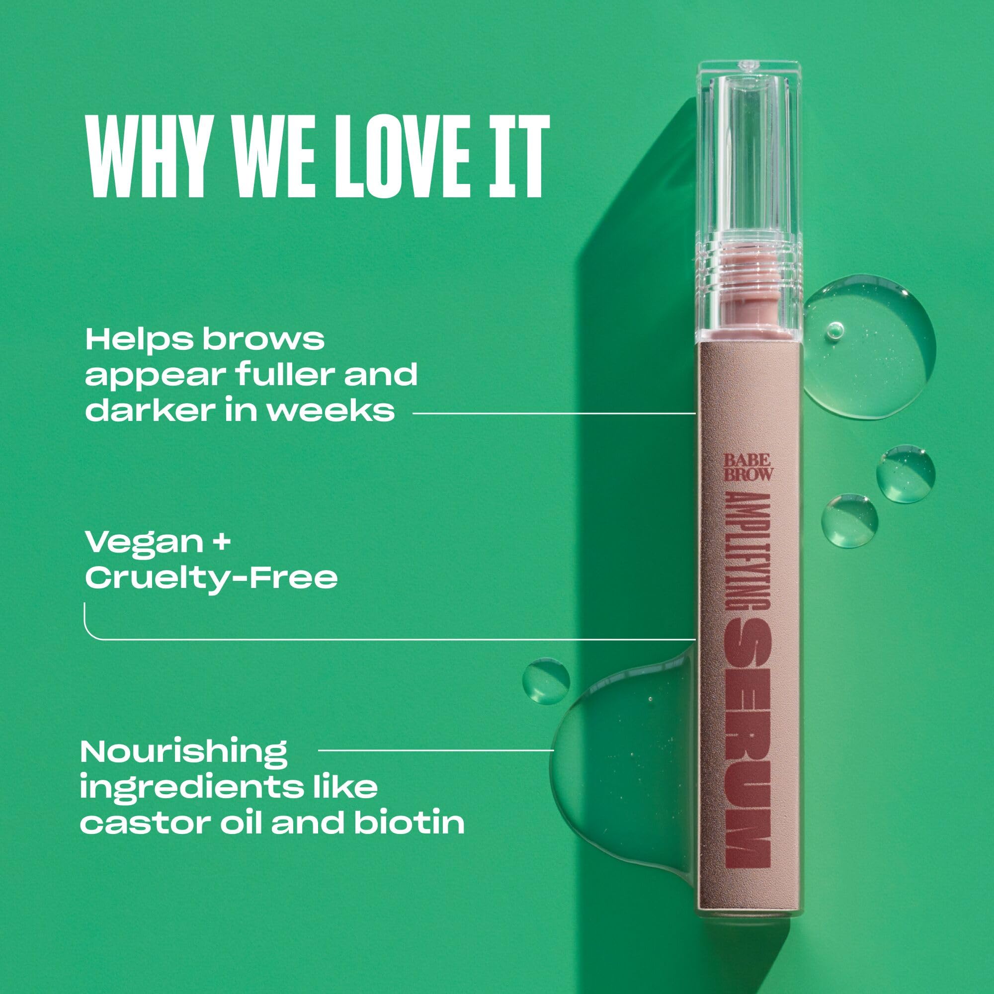 Babe Original Brow Serum for Thicker-Looking Brows | Peptides, Castor Oil & Biotin | 3mL