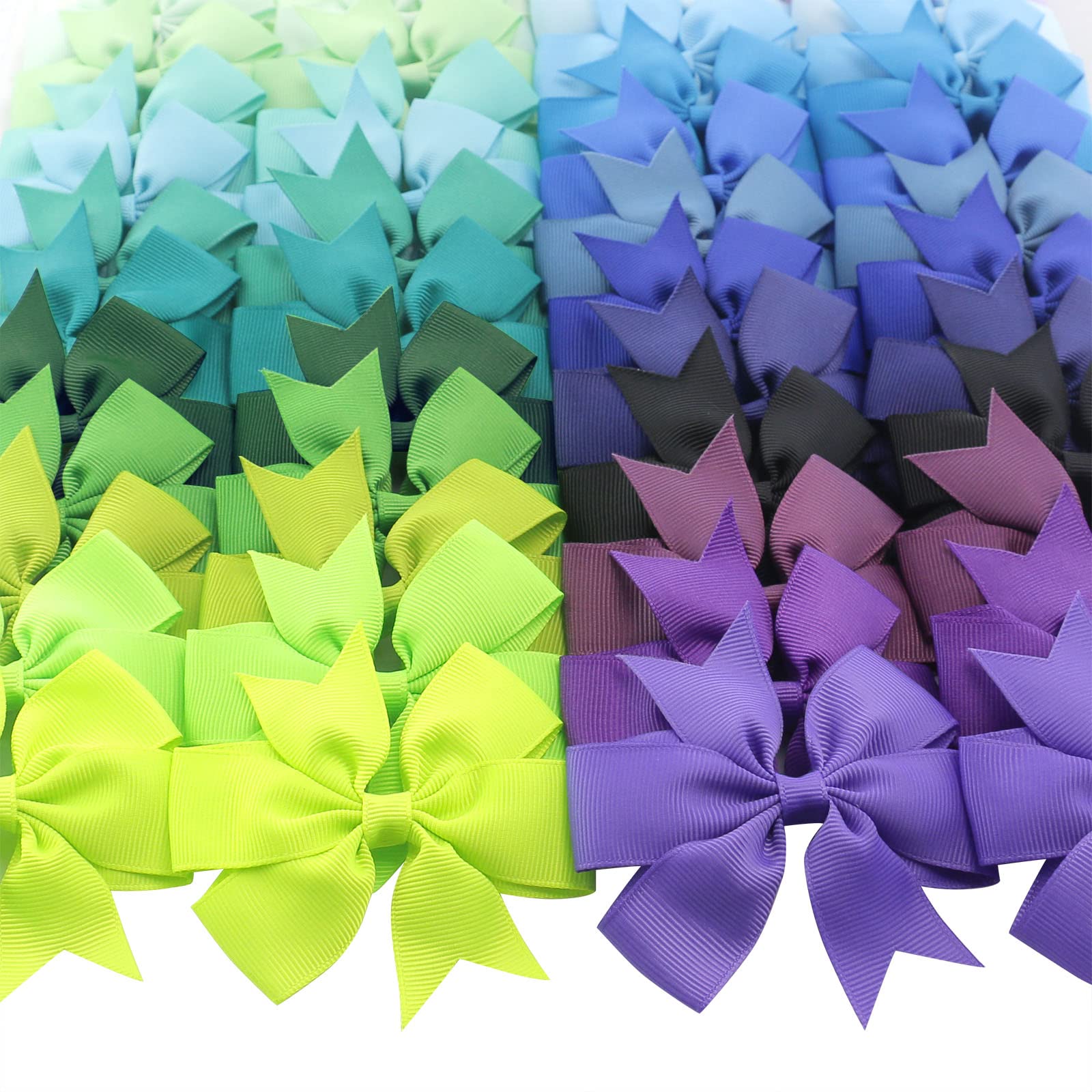Babymatch 120PCS 3-Inch Pinwheel Grosgrain Ribbon Bows with Alligator Clips – 60 Colors x 2