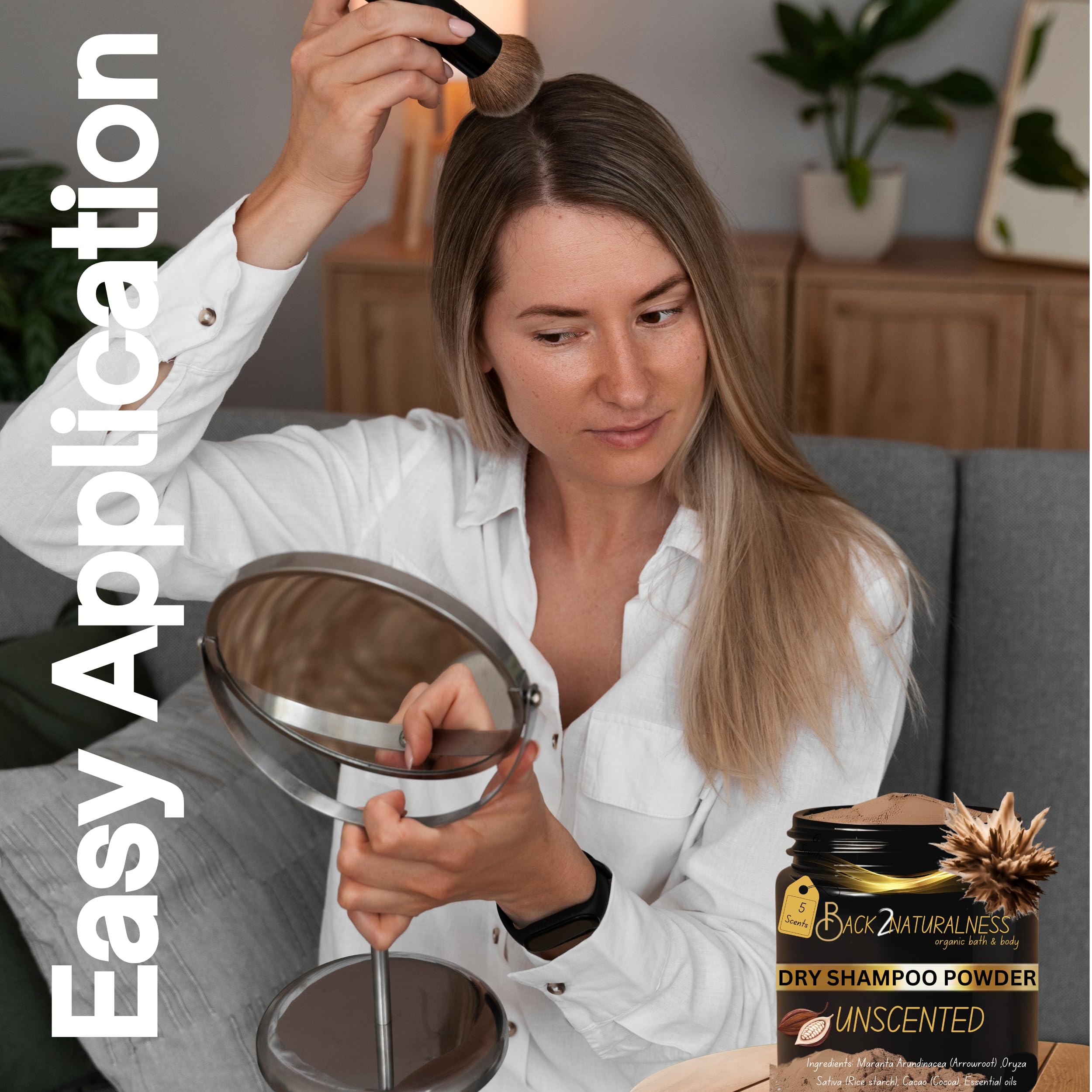 Back2Naturalness 100% Natural Dry Shampoo for Dark Hair & Brunettes – Unscented