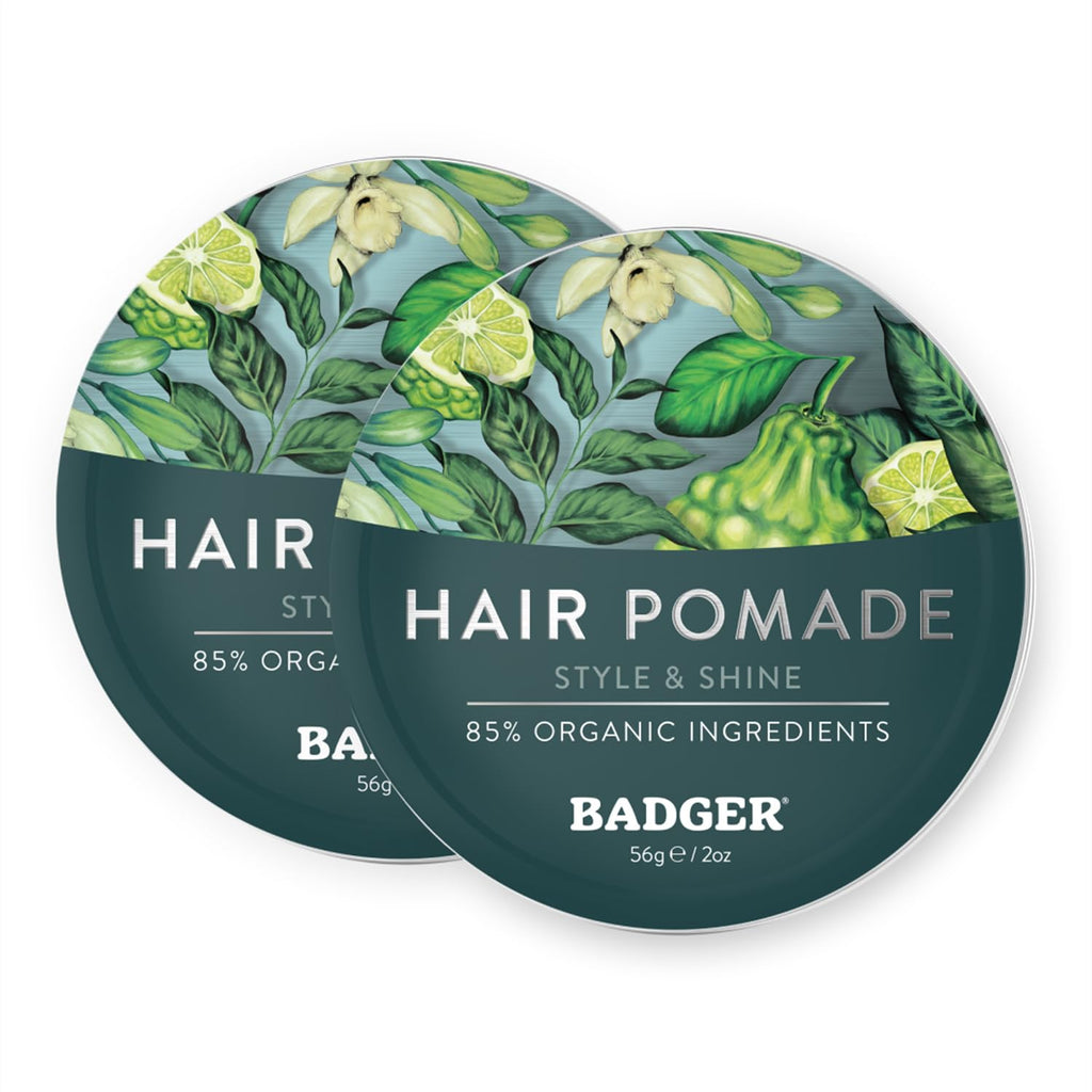 Badger Hair Pomade for Men — Organic, Medium Hold, 2 oz Tin (2-Pack)