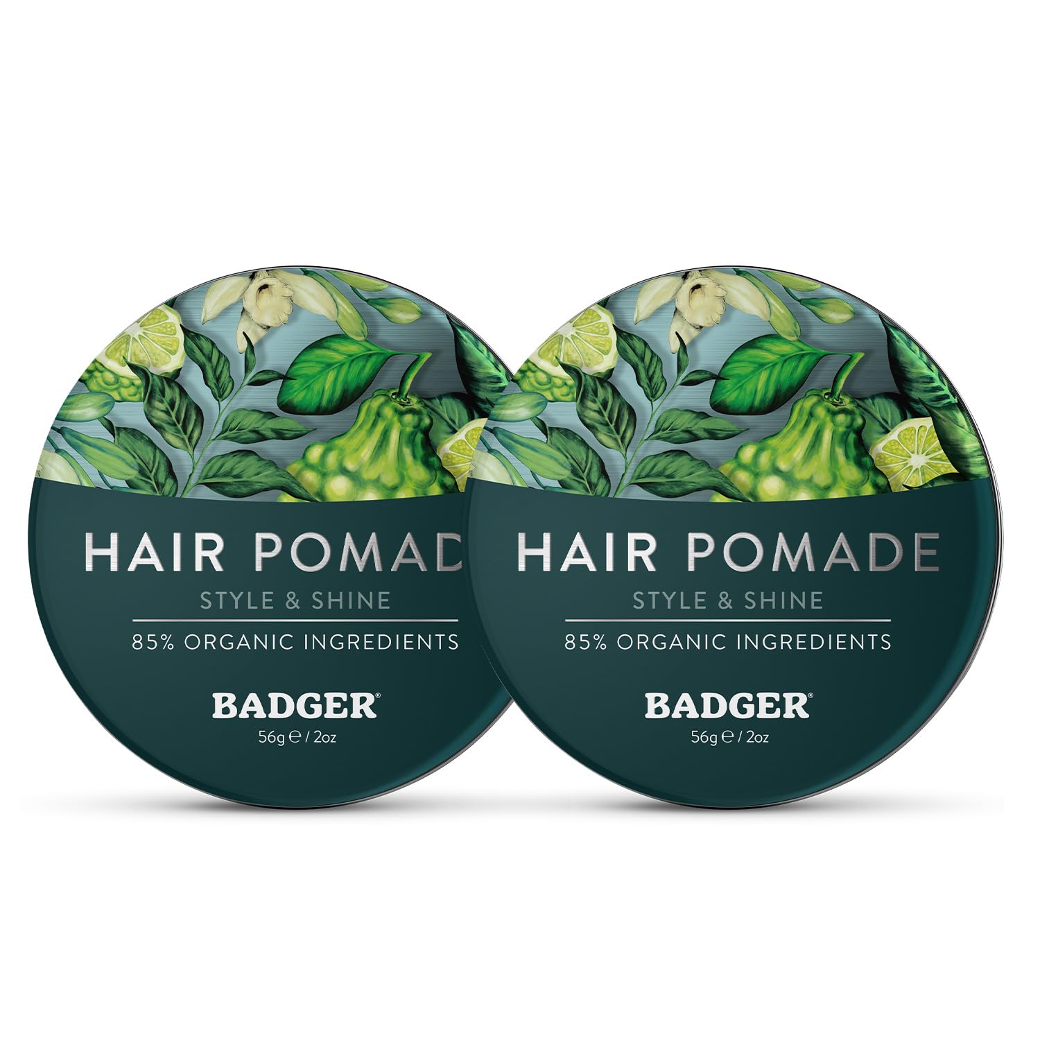 Badger Hair Pomade for Men — Organic, Medium Hold, 2 oz Tin (2-Pack)