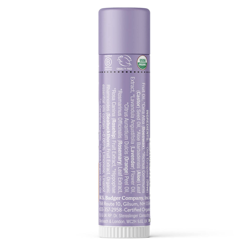Badger Lavender Orange Classic Lip Balm – 100% Organic, Long-Lasting Lip Care (4 Pack)
