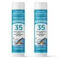 Badger Mineral Sunscreen Face Stick SPF 35 – 97% Organic, Unscented, Reef-Safe Travel Size (2-Pack)