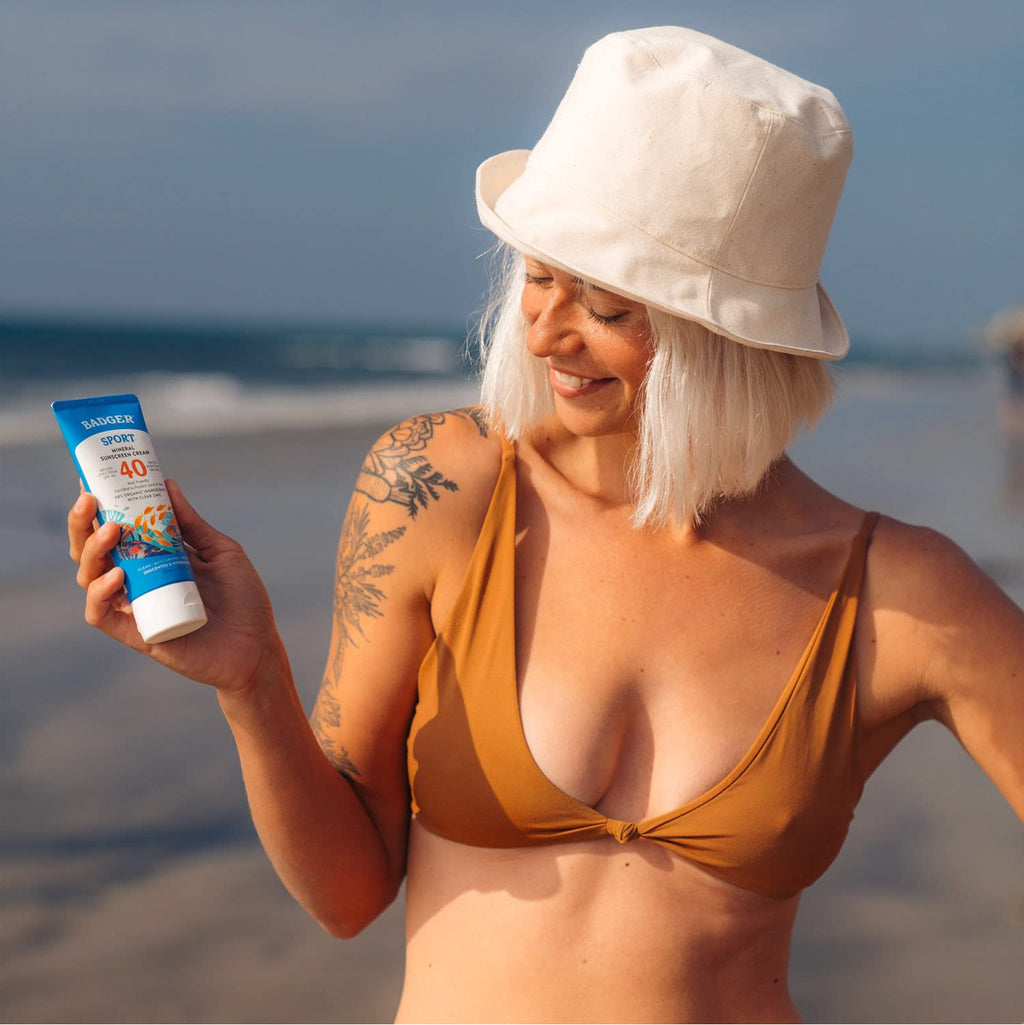Badger Reef Safe Sport Mineral Sunscreen SPF 40 – Unscented, 2-Pack, 98% Organic, Reef-Approved for Hawaii & Mexico