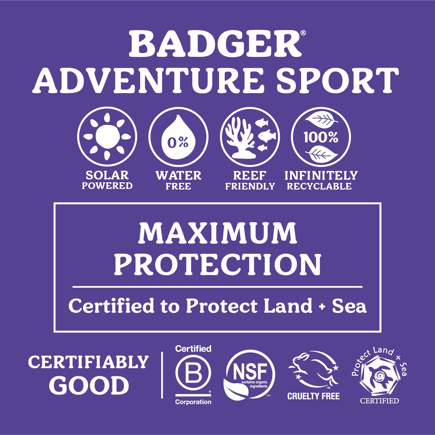 Badger SPF 50 Reef Safe Sunscreen — Unscented, 98% Organic, 2-Pack