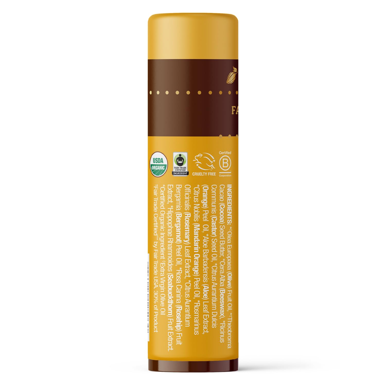 Badger Sweet Orange Cocoa Butter Lip Balm – 100% Organic, Long-Lasting Hydration (4-Pack)