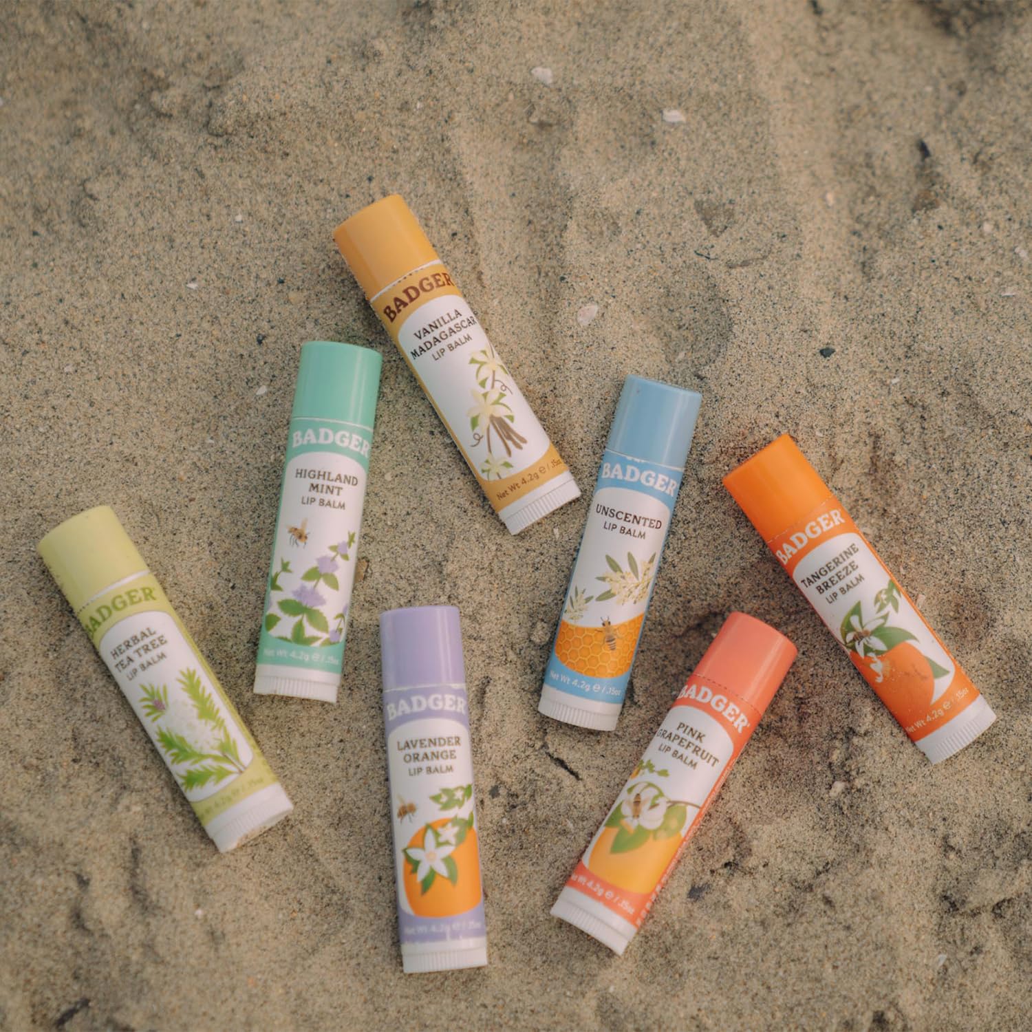 Badger Unscented Classic Lip Balm – 100% Organic, Sensitive Lips, Long Lasting Moisturizer (4 Pack)