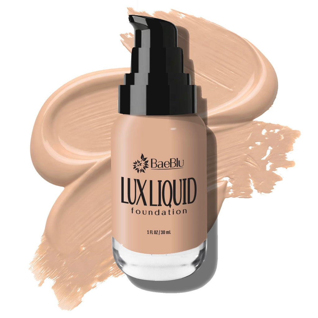 BaeBlu Organic Aloe-Based LUX Foundation - Vegan, Gluten-Free, Made in USA (Nutmeg)