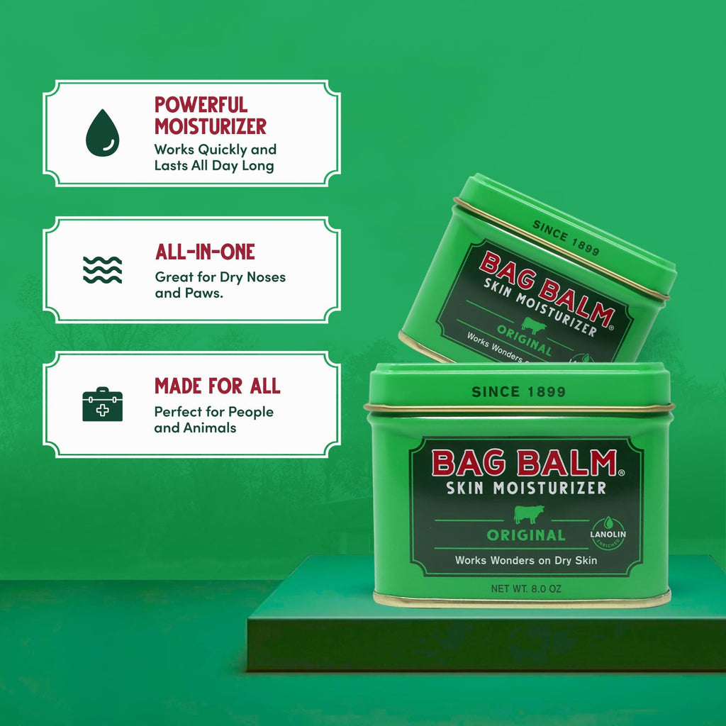 Bag Balm Vermont’s Original Pet Paw & Skin Balm – Moisturizing Salve for Dry Paws, Noses & Rough Skin – 8 oz (2 Pack)