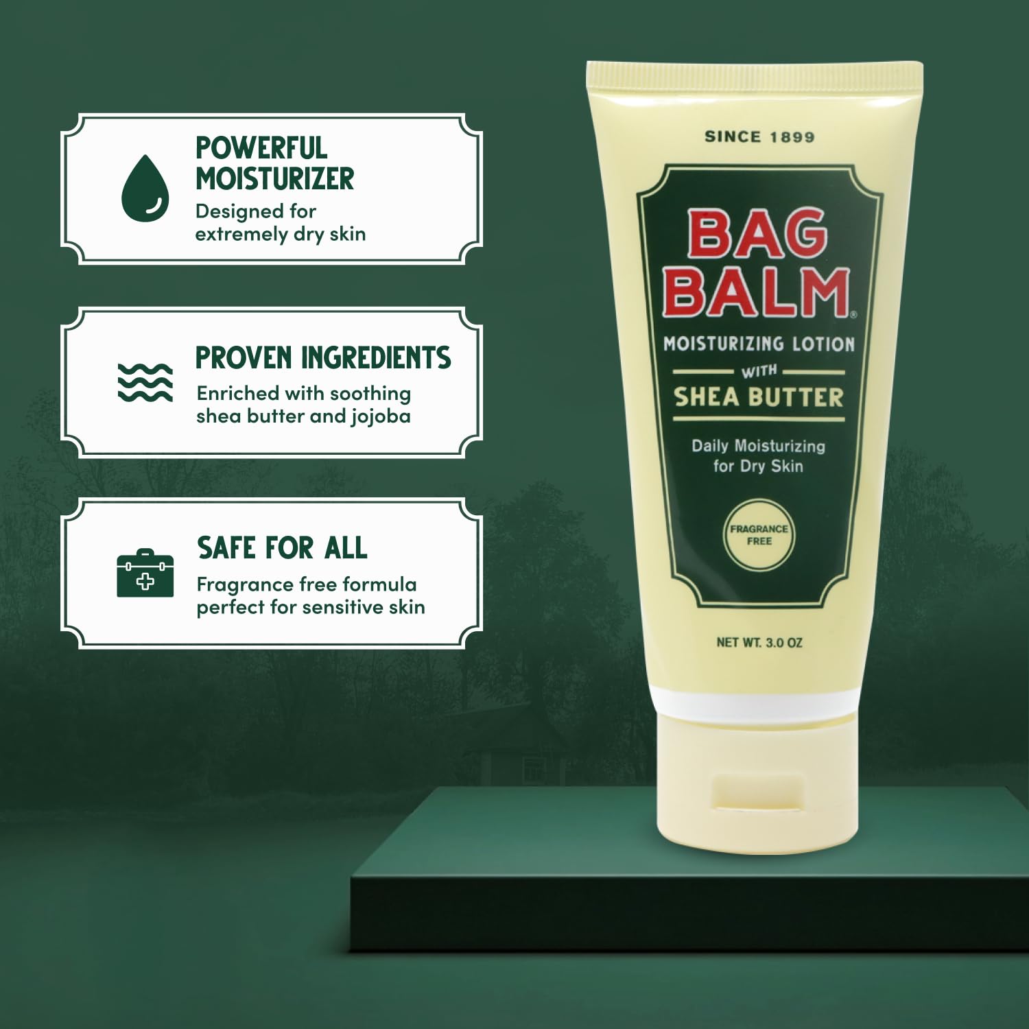 Bag Balm Vermont's Original Hand & Body Dry Skin Lotion with Shea Butter & Jojoba — Fragrance-Free, Non-Greasy, 3oz Tube (2 Pack)