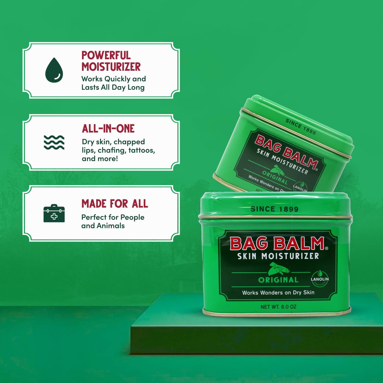 Bag Balm Vermont Original Hand Moisturizer 8oz Tin 3 Pack Fragrance-Free