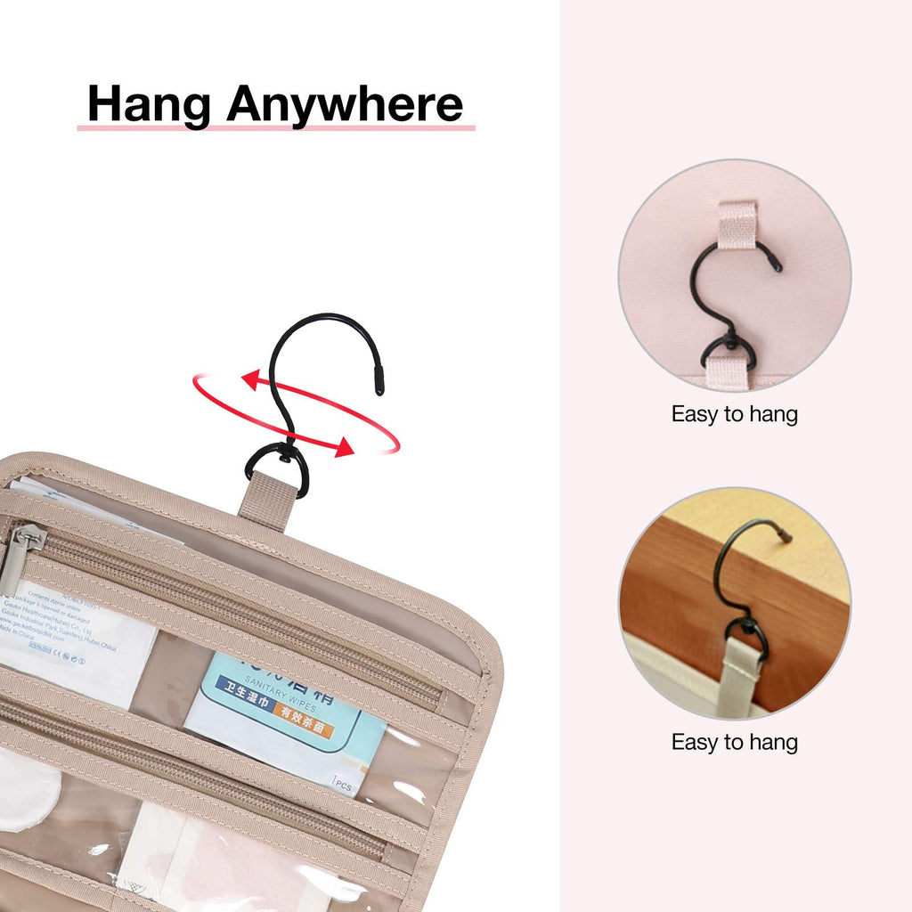BAGSMART Toiletry Bag Hanging Organizer – TSA-Approved Transparent Cosmetic Bag (Medium Pink)