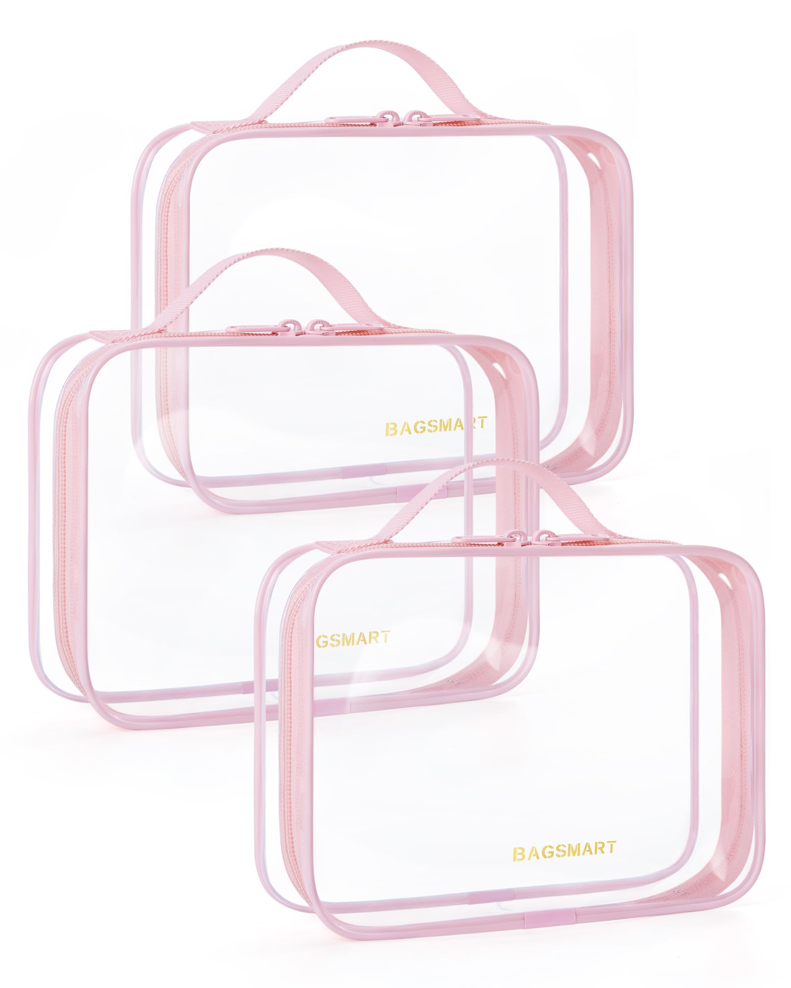 BAGSMART Clear Toiletry Bag - TSA Approved, Quart-Size, 3-Pack, Water-Resistant Travel Bags