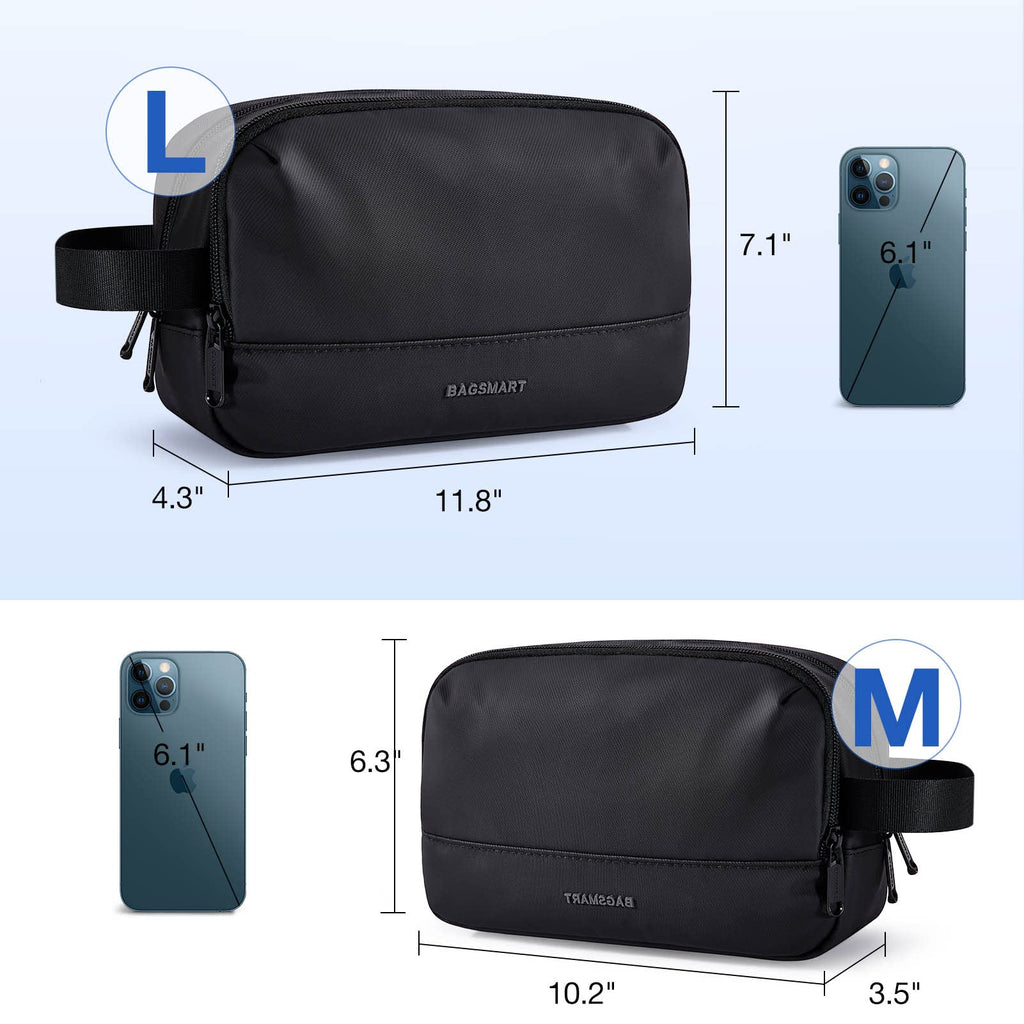 BAGSMART Large Toiletry Bag for Men – Water-Resistant Dopp Kit, Hanging Travel Organizer, Black