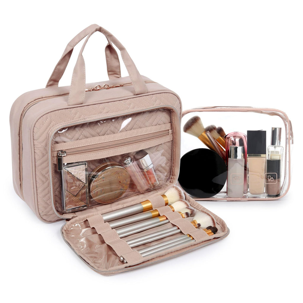 BAGSMART Toiletry Bag Hanging Organizer – TSA-Approved Transparent Cosmetic Bag (Medium Pink)