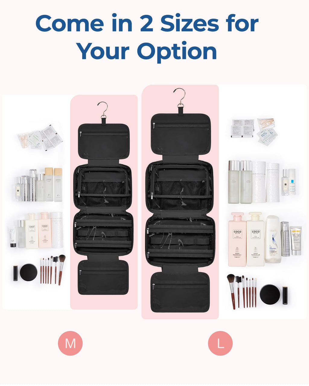 BAGSMART Travel Toiletry Bag with Jewelry Organizer | Hanging Cosmetic Bag