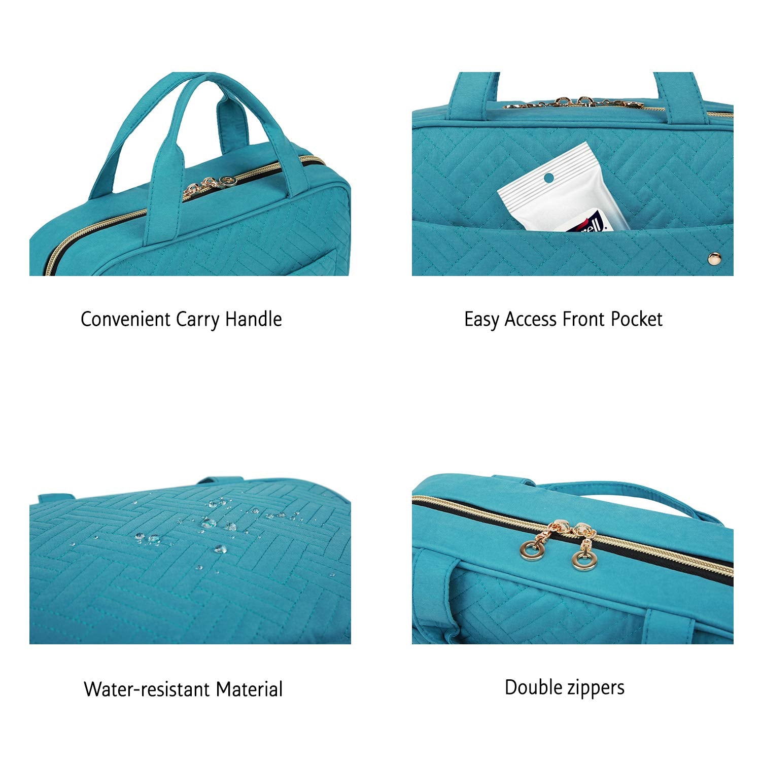 BAGSMART Toiletry Bag with Hanging Hook – Water-Resistant Travel Organizer (Teal)