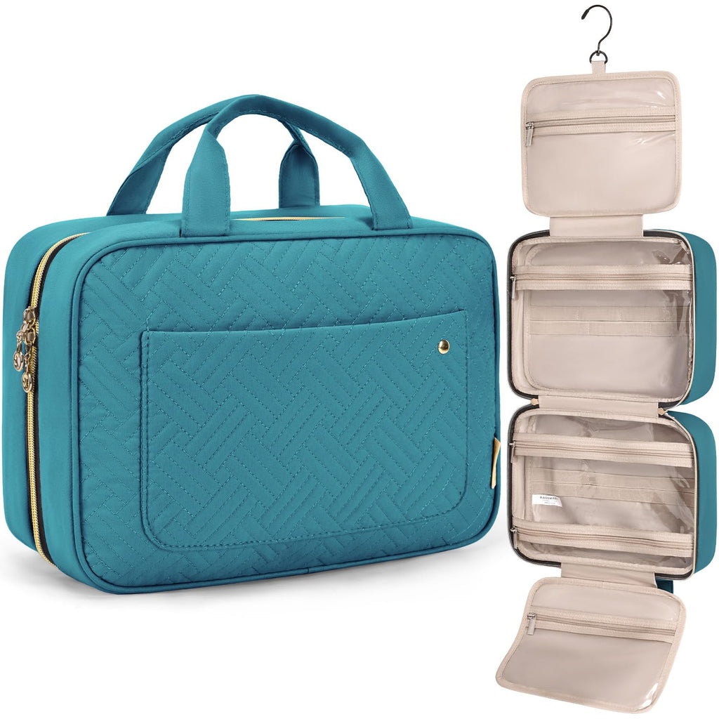 BAGSMART Toiletry Bag with Hanging Hook – Water-Resistant Travel Organizer (Teal)