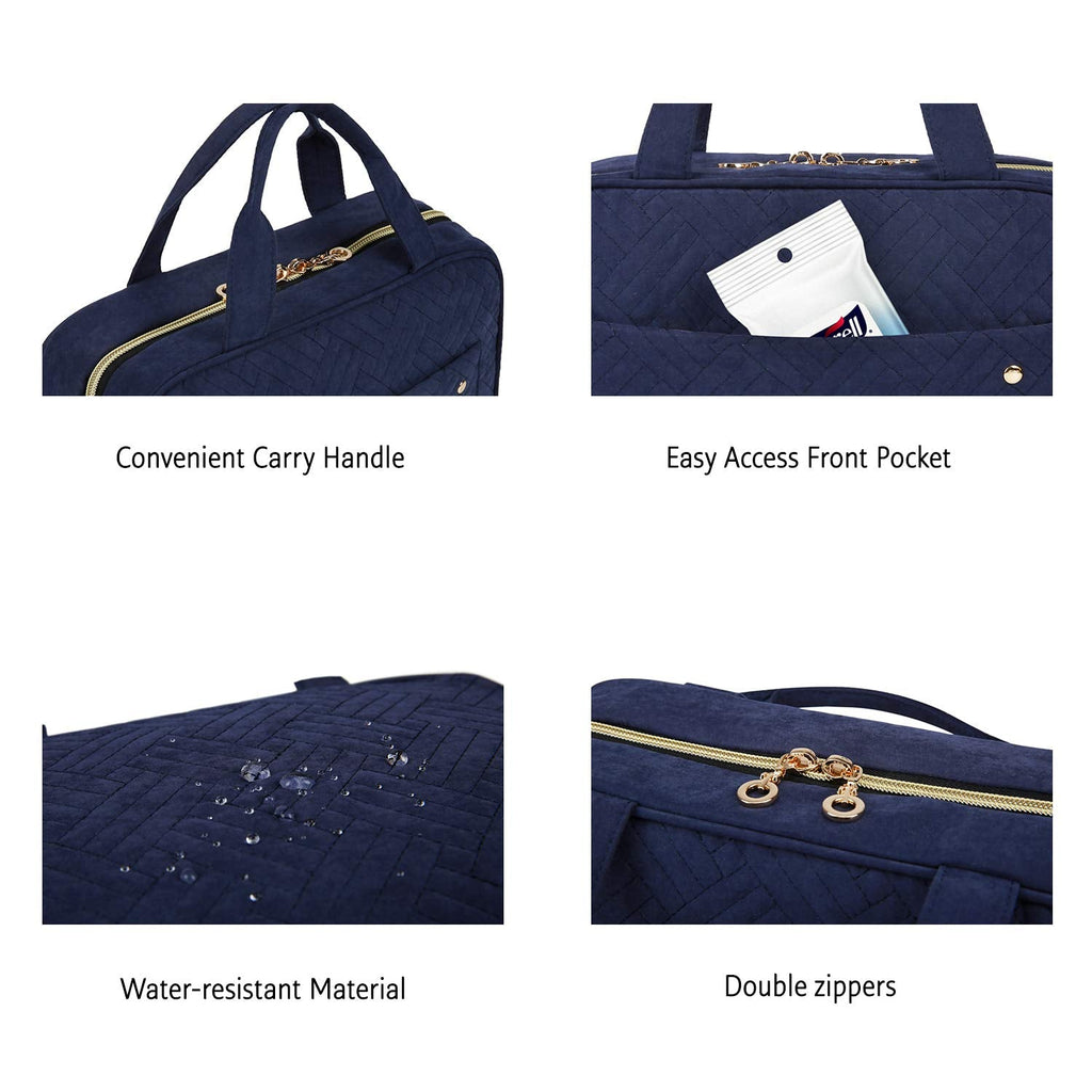 BAGSMART Toiletry Bag Travel Organizer with Hanging Hook – Water-Resistant, Large Blue