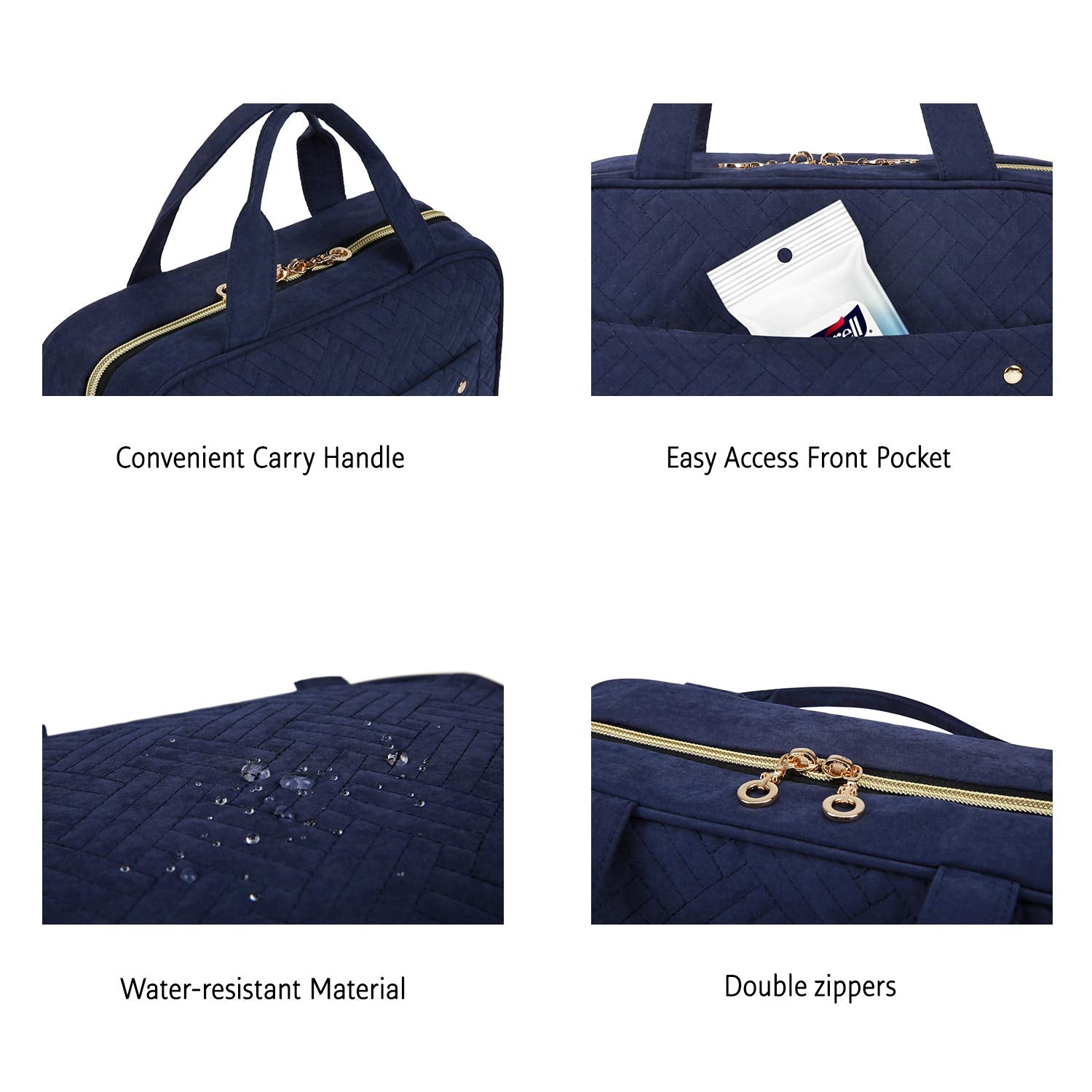 BAGSMART Toiletry Bag Travel Organizer with Hanging Hook – Water-Resistant, Large Blue