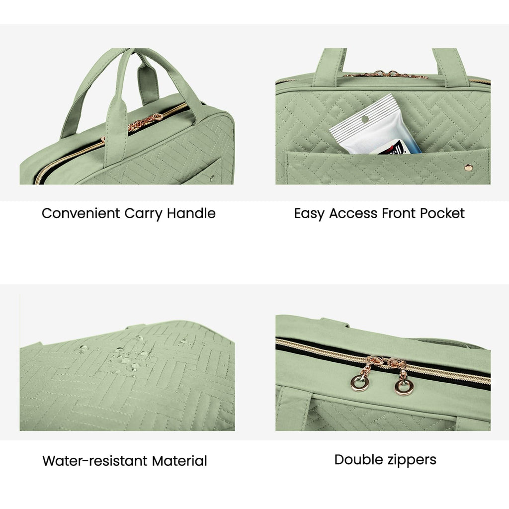 BAGSMART Toiletry Bag Travel Organizer with Hanging Hook — Water-Resistant, Medium (Green)