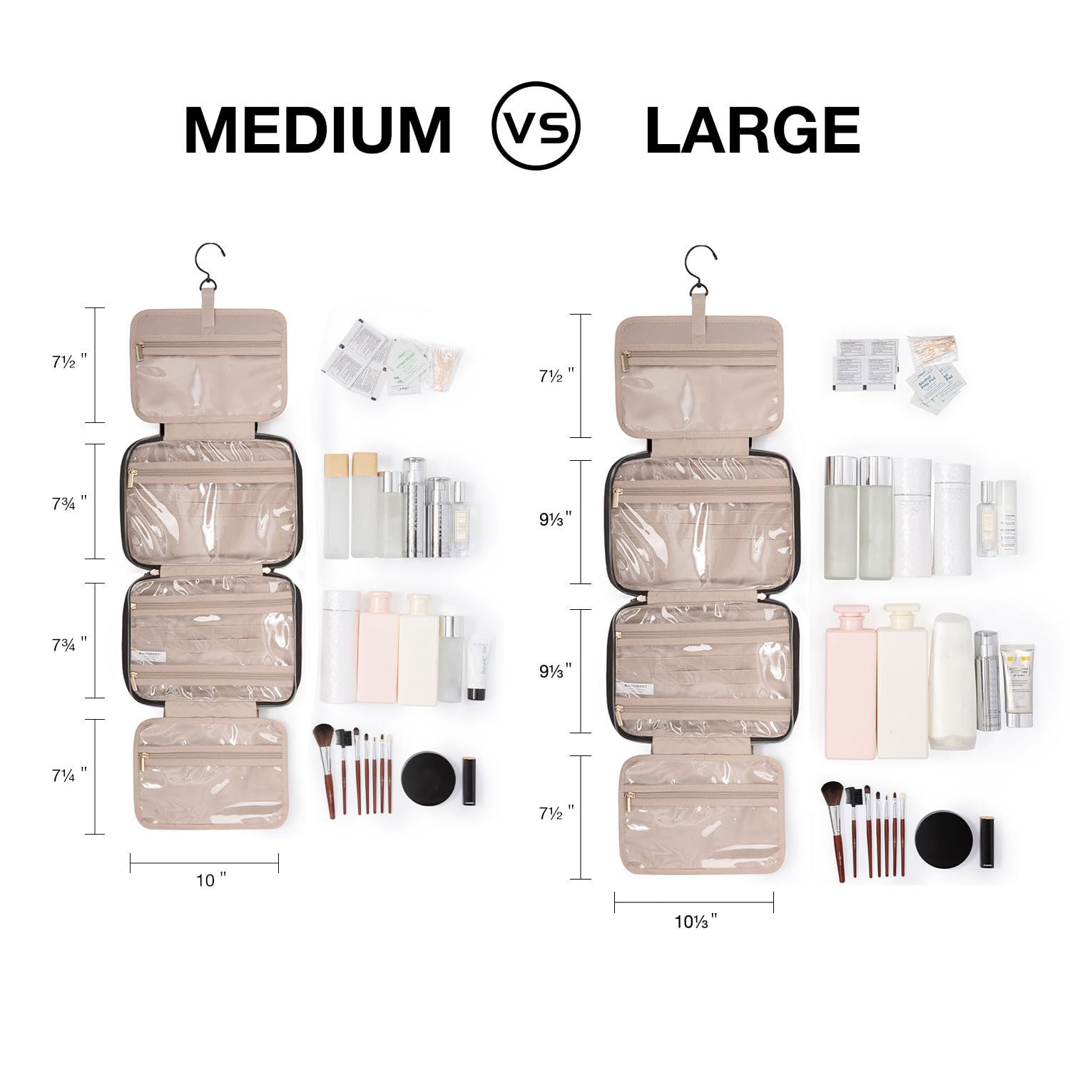 BAGSMART Toiletry Bag with Hanging Hook – Light Pink, Medium Travel Organizer