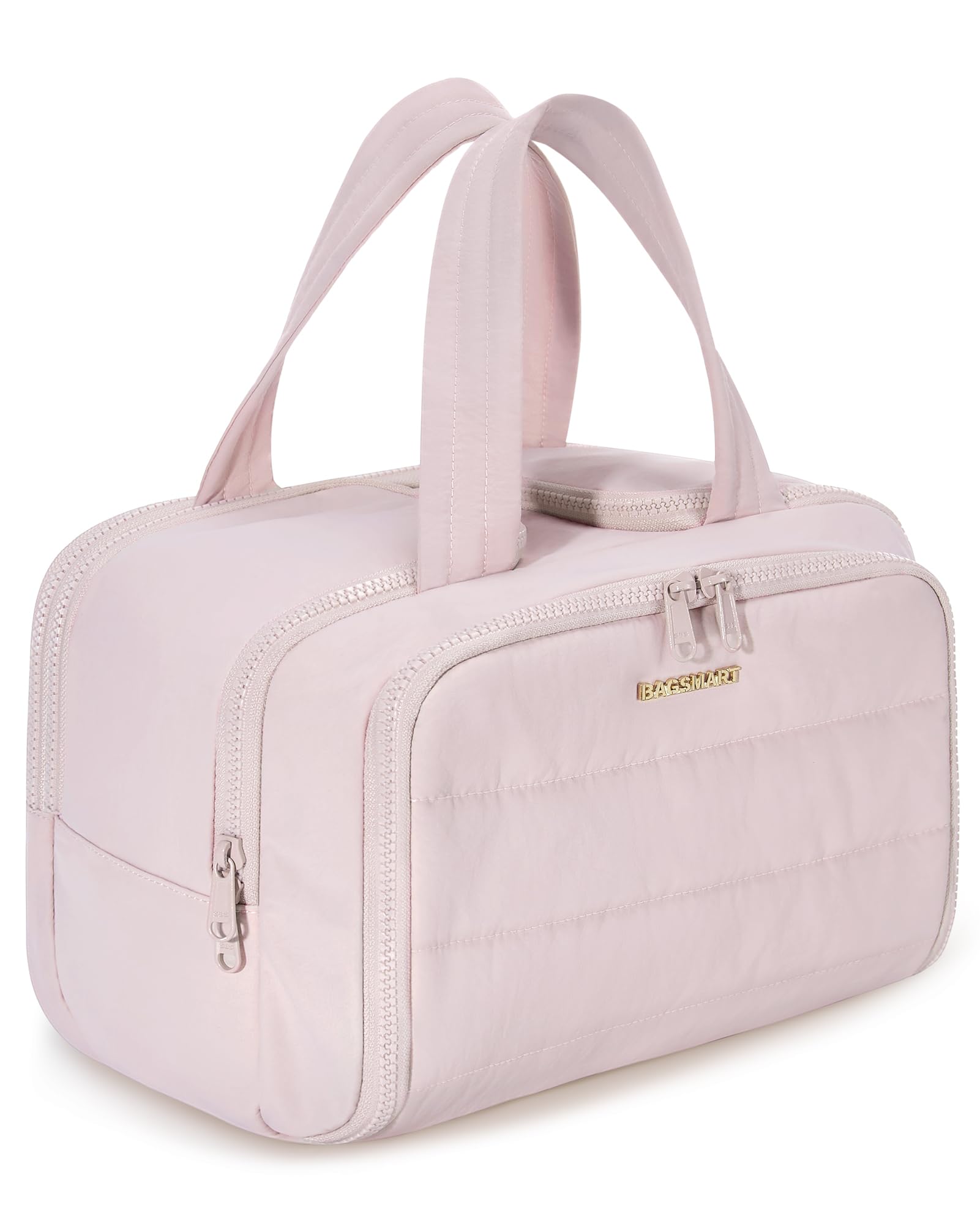BAGSMART Travel Toiletry Bag for Women - Crush Puffy Pink, Large Capacity Cosmetic Organizer