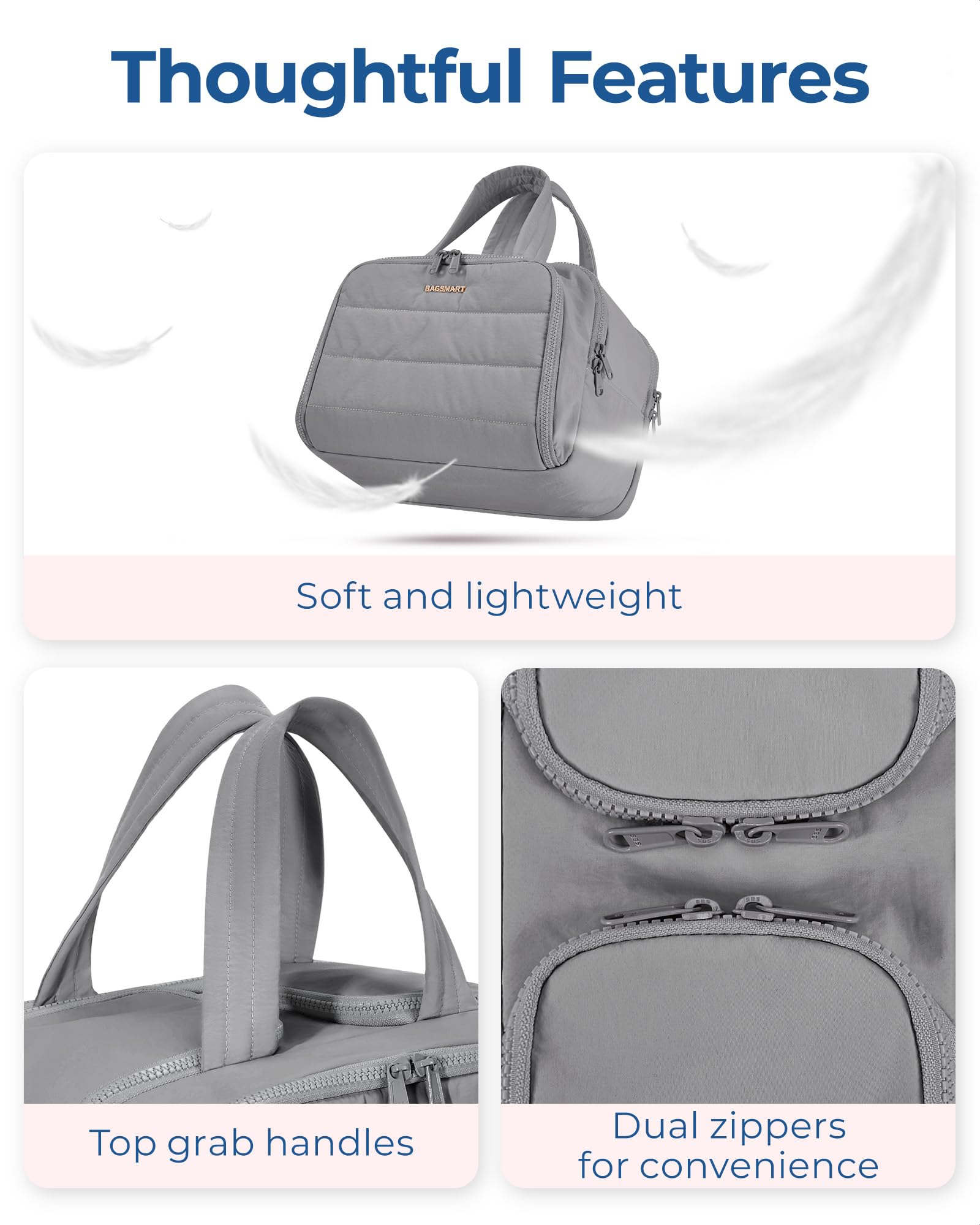 BAGSMART Travel Toiletry Bag – Lightweight, Large-Capacity Organizer for Women, Grey