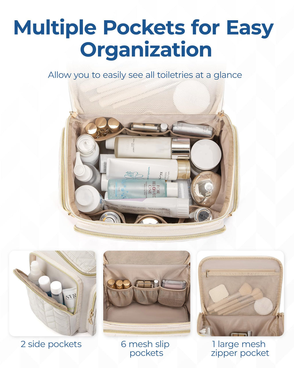 BAGSMART Travel Toiletry Bag - Large Wide-Open Purple Cosmetic Organizer