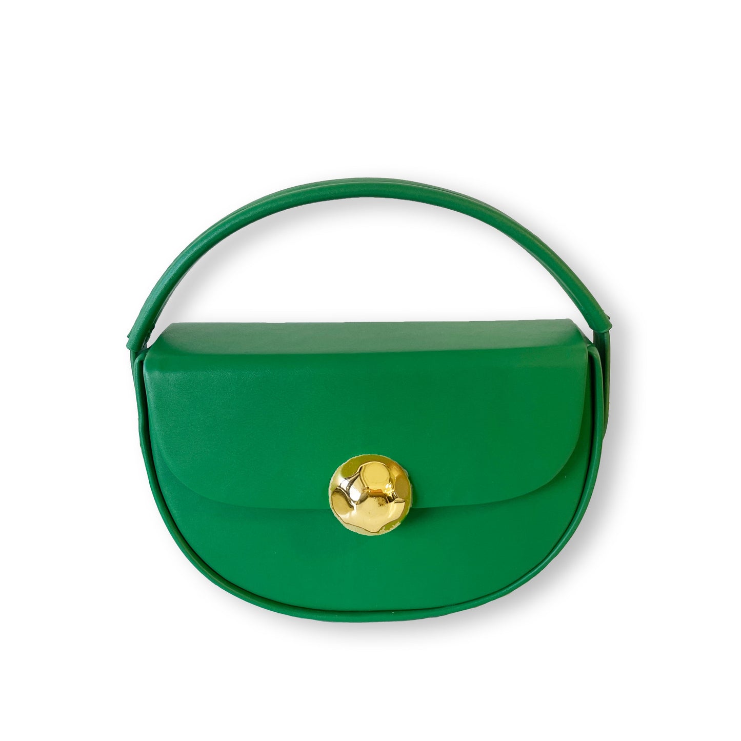 Caprilite Women's Top Handle Half Moon Box Clutch Handbag Chain Strap Gold Button Crossbody Wedding Evening Bag - Grass Green