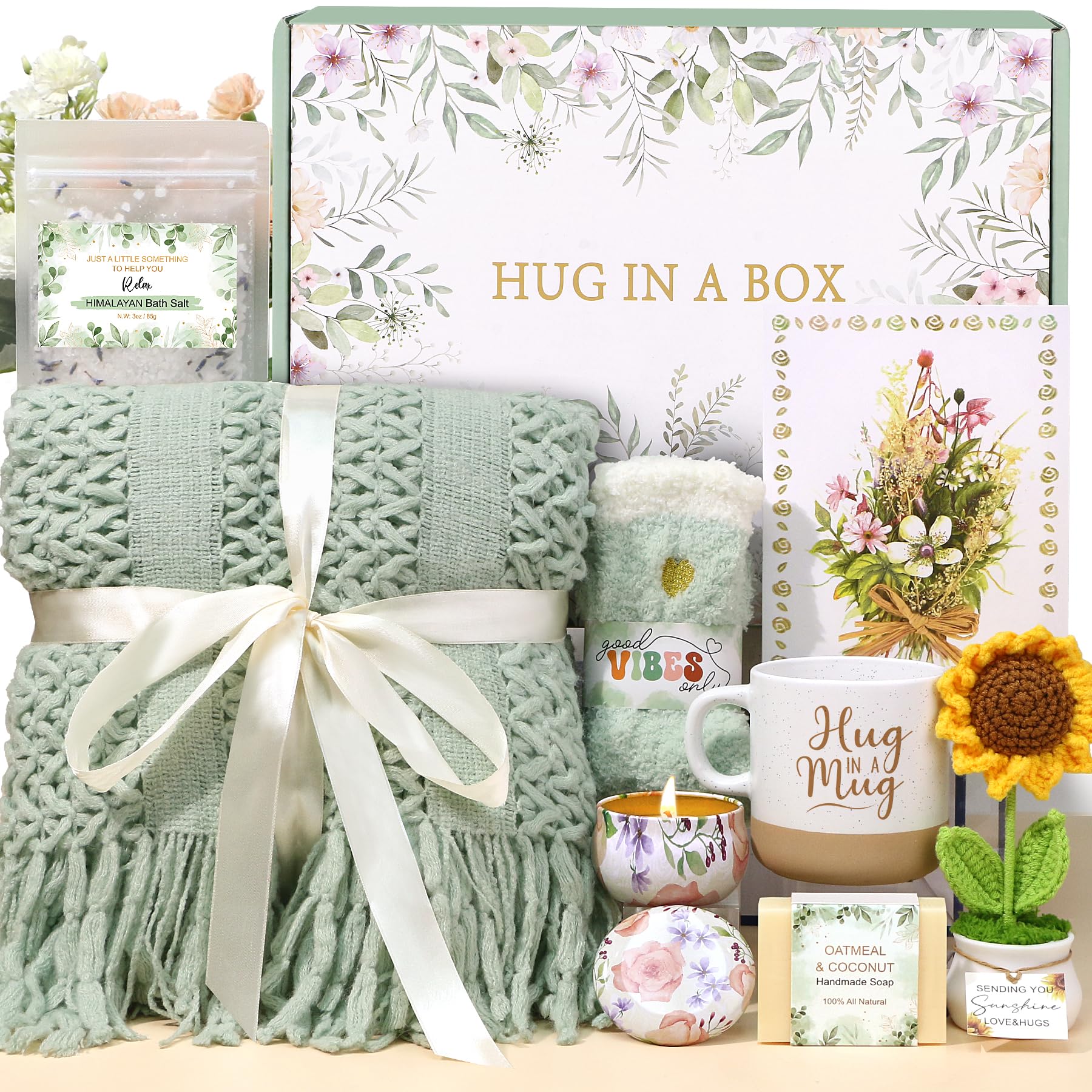 Baicai Get Well Gift Baskets for Women – Sunflower Self-Care Spa Set