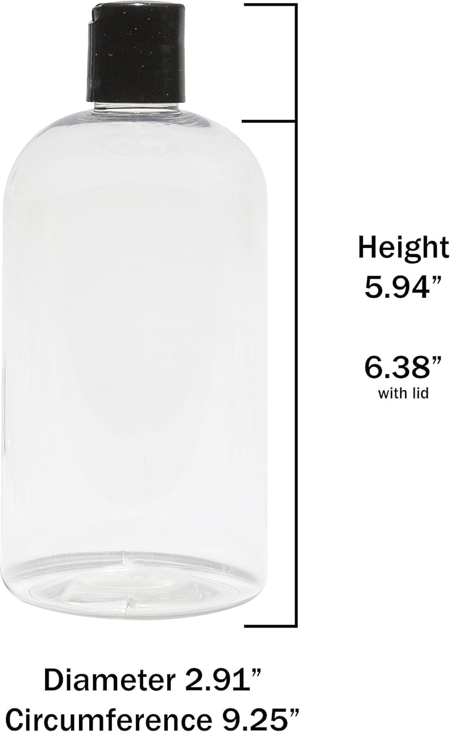 Baire Bottles - 16 oz Refillable PET Bottles with Disc Caps | 6-Pack with Waterproof Labels