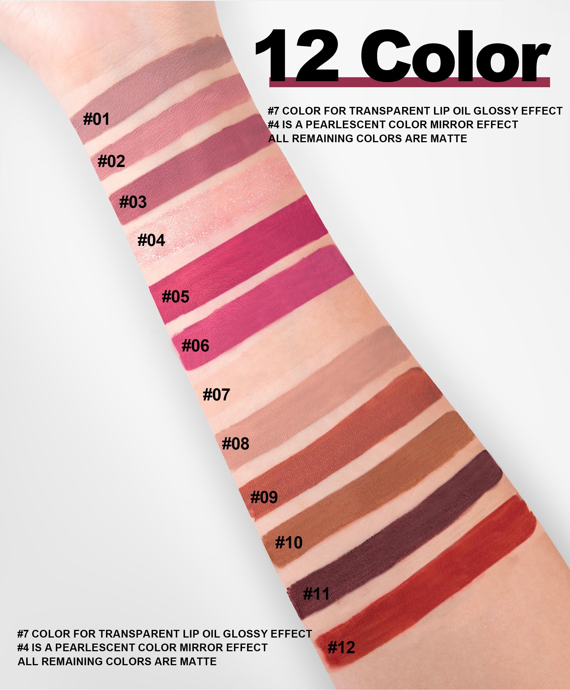 BAISEN DIARY 12-Color Velvet Matte Lipstick Gift Set – Long-Lasting, Not Fade (Set C)