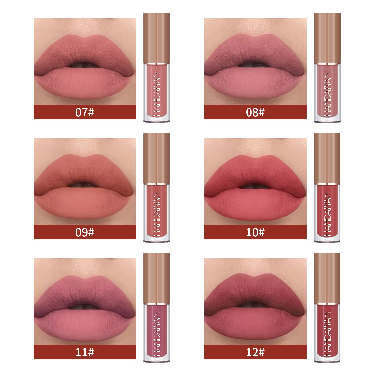 BAISEN DIARY 12 Colors Lipstick Set – Velvet Matte Liquid Lipstick Gift Box (Set B)