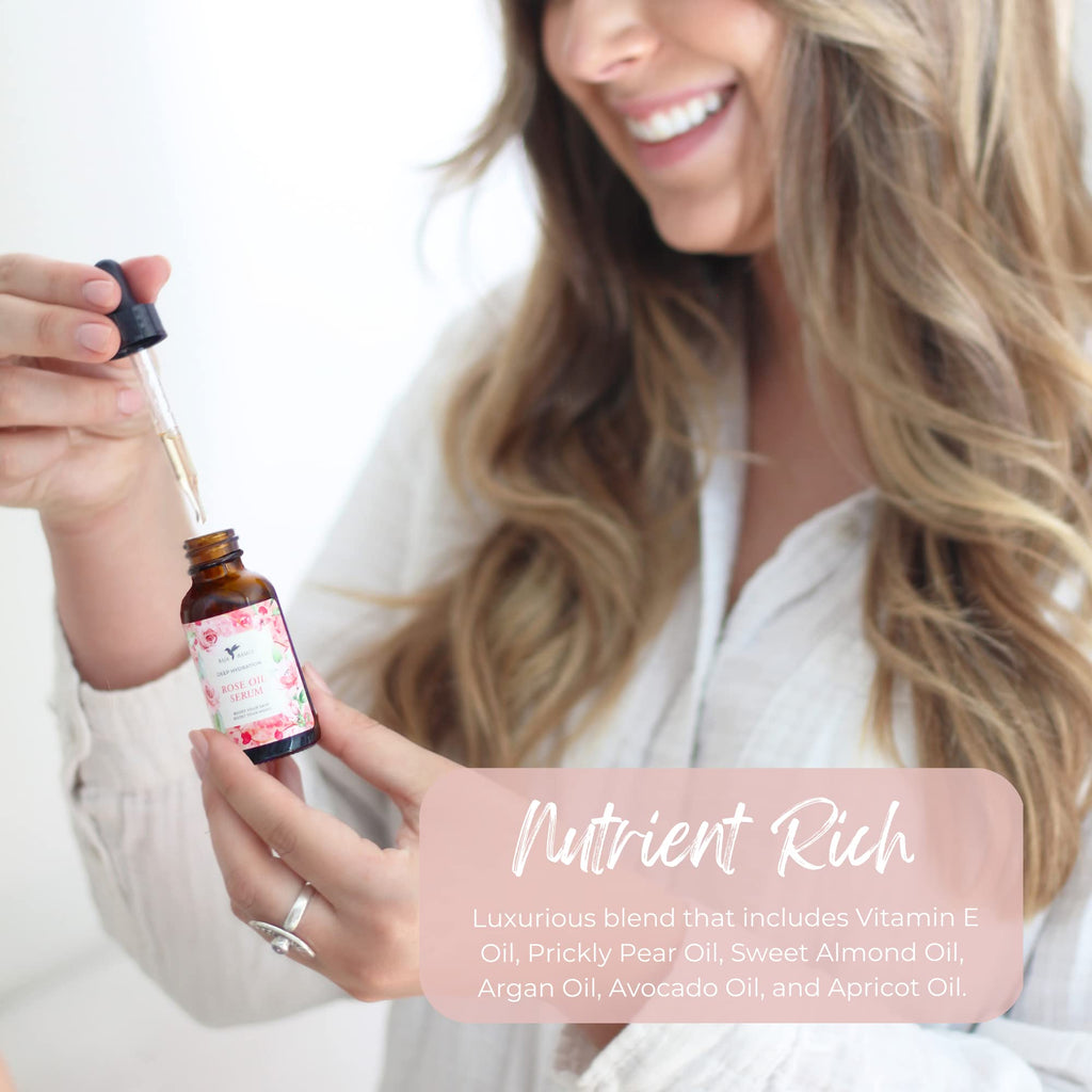 Baja Basics Rose Oil for Face, Hair & Nails – Rose Essential Oil Serum, 1 oz