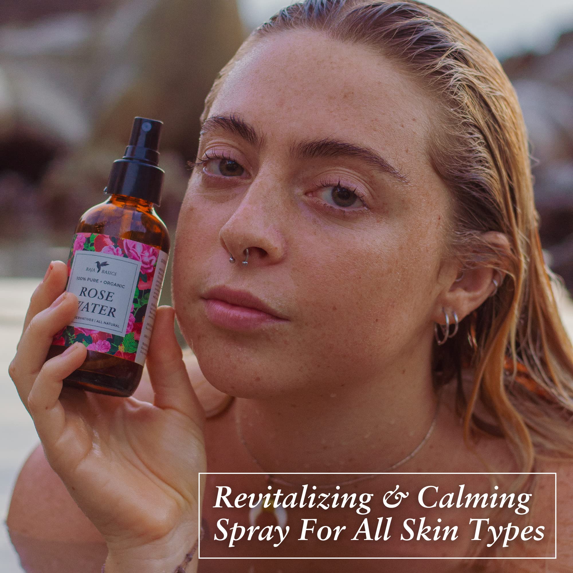 Baja Basics Rose Water Spray – Hydrating Facial Toner (4oz, 2 Pack)