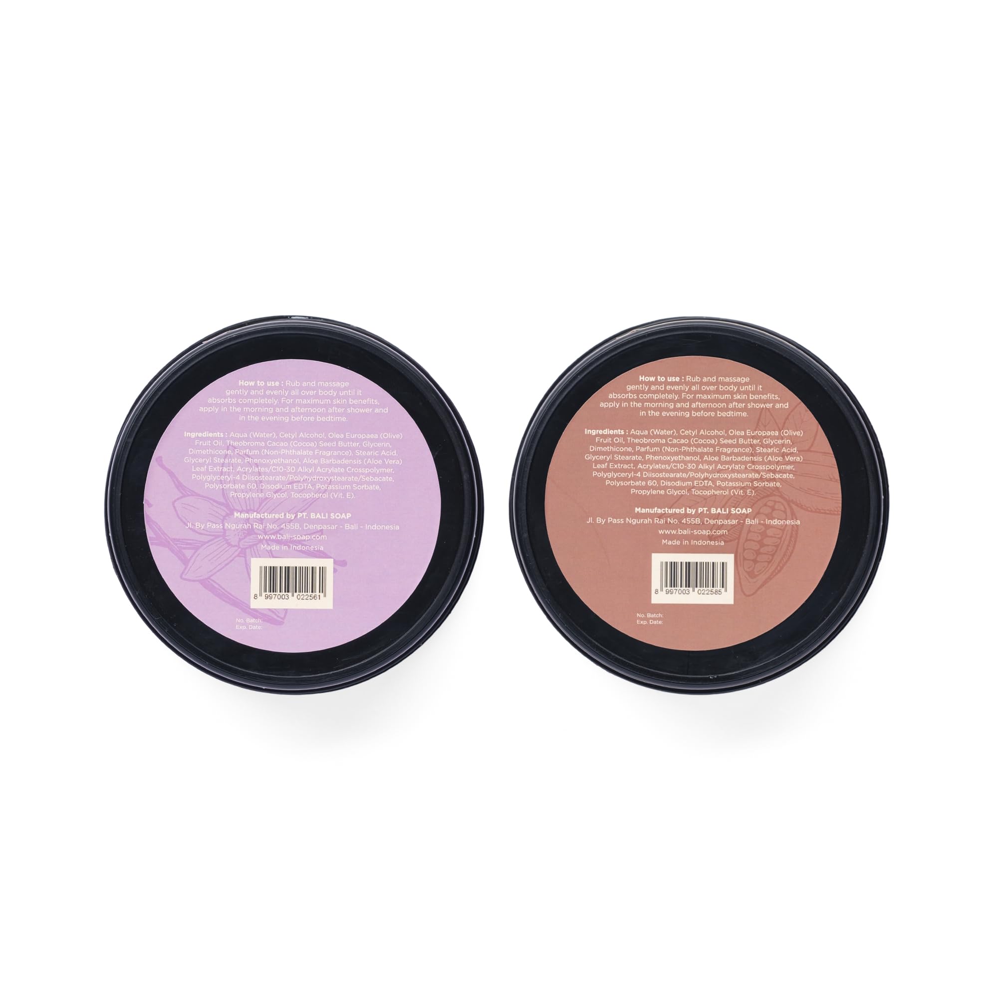 Bali Soap Musky Vanilla & Creamy Chocolate Body Butter – Set of 2 (7 oz each)