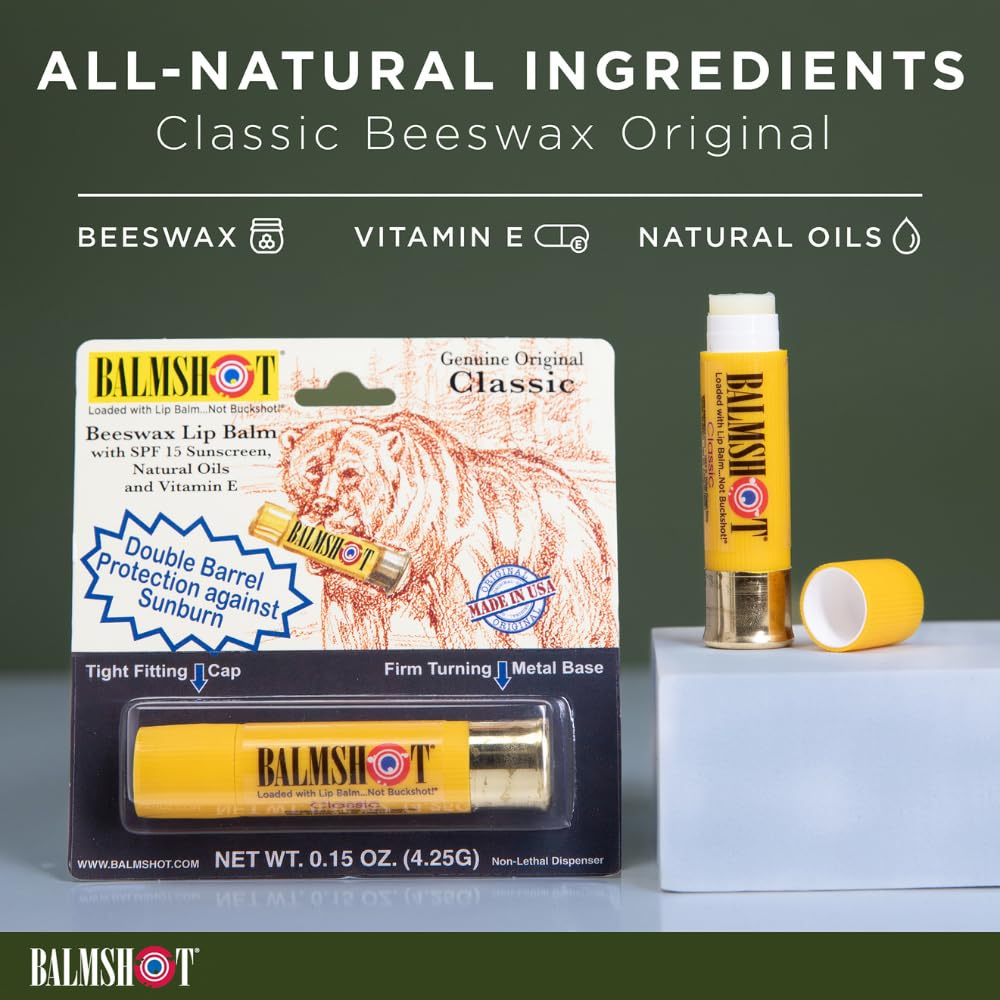 Balmshot Pack of 12 Beeswax Lip Balm SPF 15 – 0.15 oz
