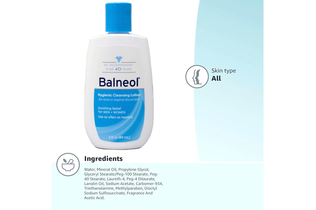 Balneol Hygienic Cleansing Lotion – 3 oz Bundle of 12 | Gentle, No-Rinse Cleanser for Sensitive Skin