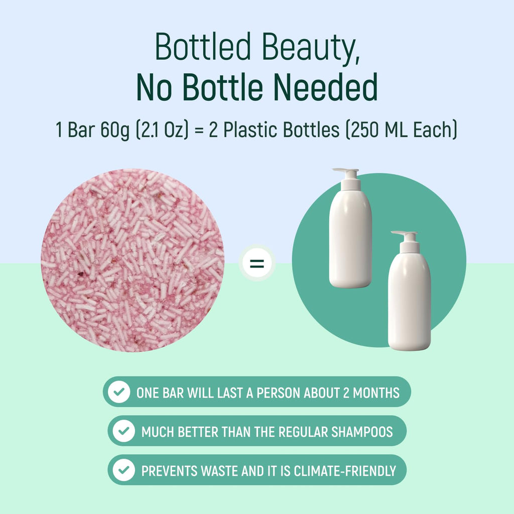 BAMBOEARTH Rose 12-Pack Solid Shampoo Bar & Conditioner Effect – Zero Waste, Plant-Based Hair Care