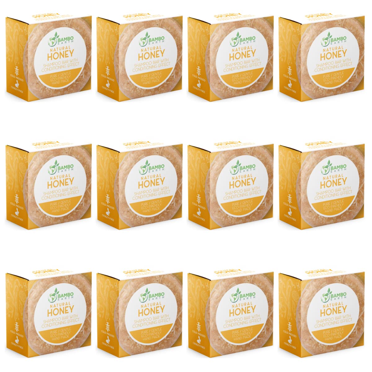 BAMBOEARTH Solid Shampoo Bar & Conditioner – 12 Pack, Natural Plant-Based Oils, Zero-Waste Packaging