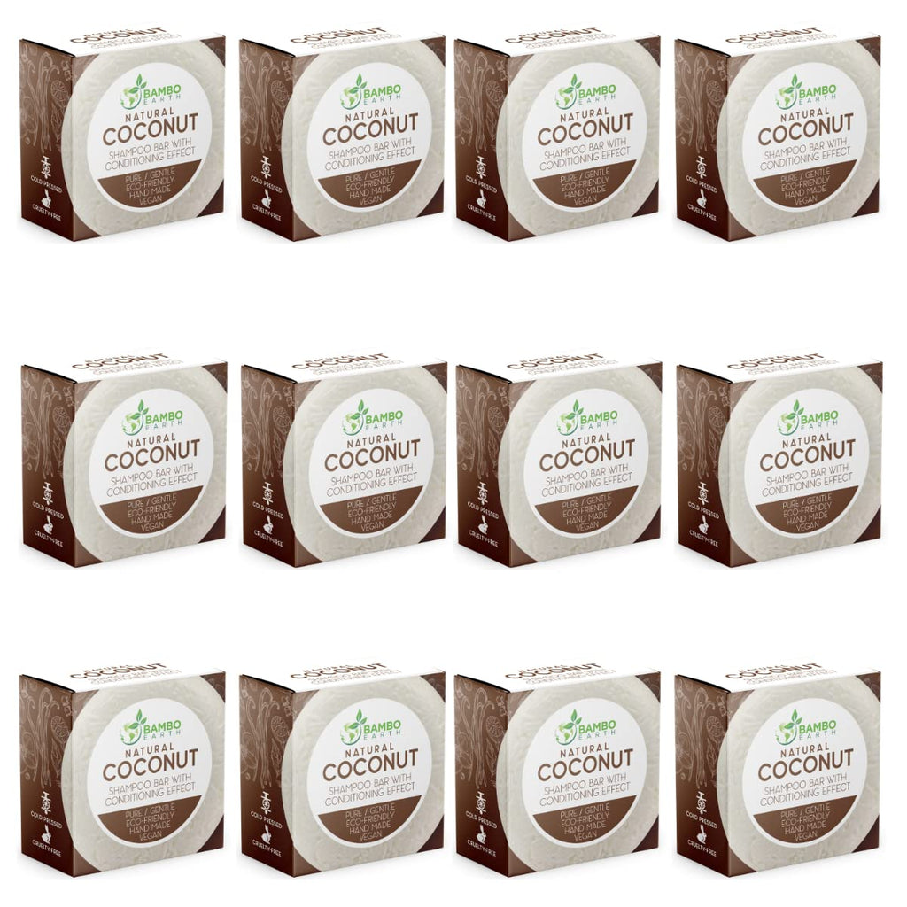 BAMBOEARTH Solid Shampoo Bar & Conditioning Soap – 12-Pack Natural, Plant-Based Hair Care (Zero Waste)