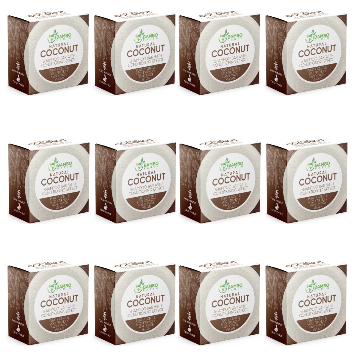 BAMBOEARTH Solid Shampoo Bar & Conditioning Soap – 12-Pack Natural, Plant-Based Hair Care (Zero Waste)